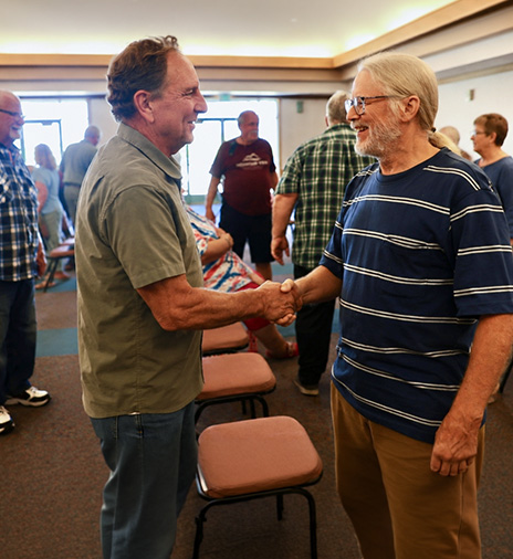 People connecting at church